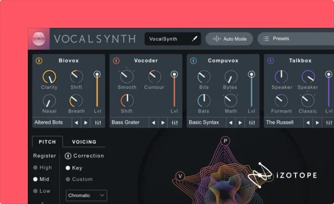Screenshot of VocalSynth 2 Dashboard