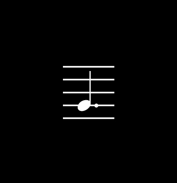 A dotted quarter note on a staff