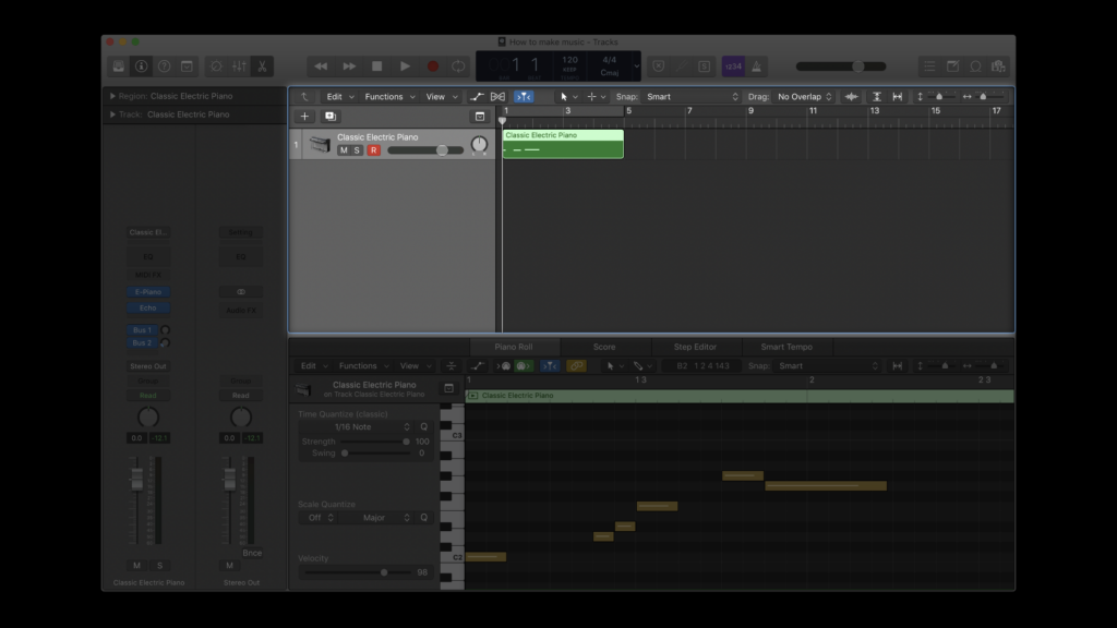The Track View in Logic Pro X (from "How to make music" on the Splice blog)
