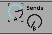 Send knobs in Ableton Live for audio busing.